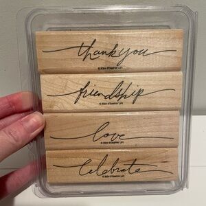 Stampin Up! Brand Wonderful Words Rubber Stamp Set Wooden Block